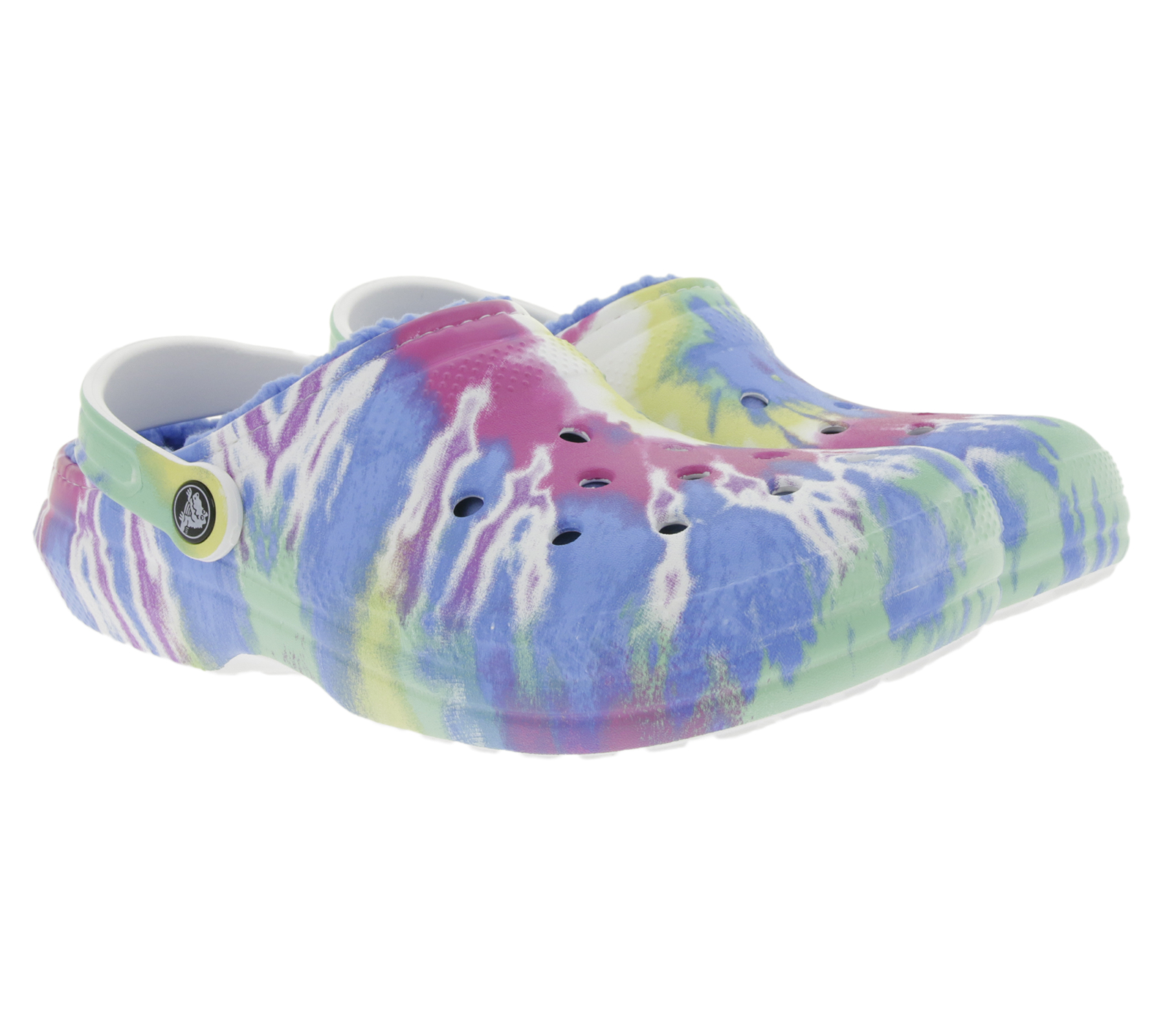 crocs Classic Lined Tie-Dye Clogs gefütterte Haus-Schuhe mit Dual-Crocs-Comfort Bunt von crocs