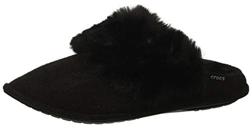 Crocs Damen Men's Women's Classic Luxe Slip On Warm and Fuzzy Slipper, Schwarz Black 001, 37 EU von Crocs