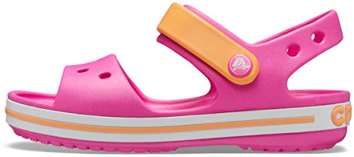 Crocs Crocband Sandalen – Unisex Kindersandalen – Leicht und mit sicherer Passform – Electric Pink/Cantaloupe – Größe 33-34 von Crocs