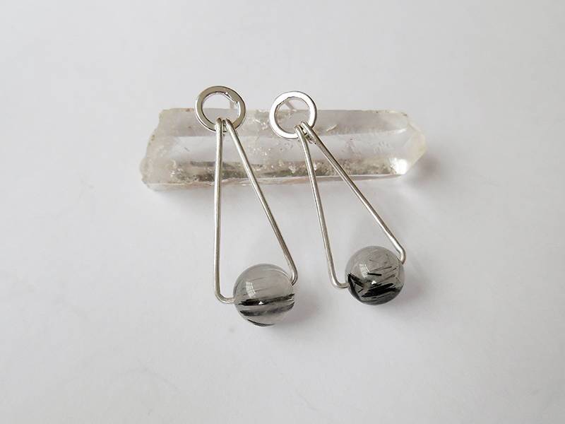 Ohrstecker Sterling Silber Kreis, Dreieck Ohrstecker, Edelstein Ohrringe, Rutilquarz Lange Handgefertigt Ohrstecker Sterling Silber Kreis, Dreieck Ohrstecker, Edelstein Ohrringe, Rutilquarz Lange Handgefertigt von crocusjewellery