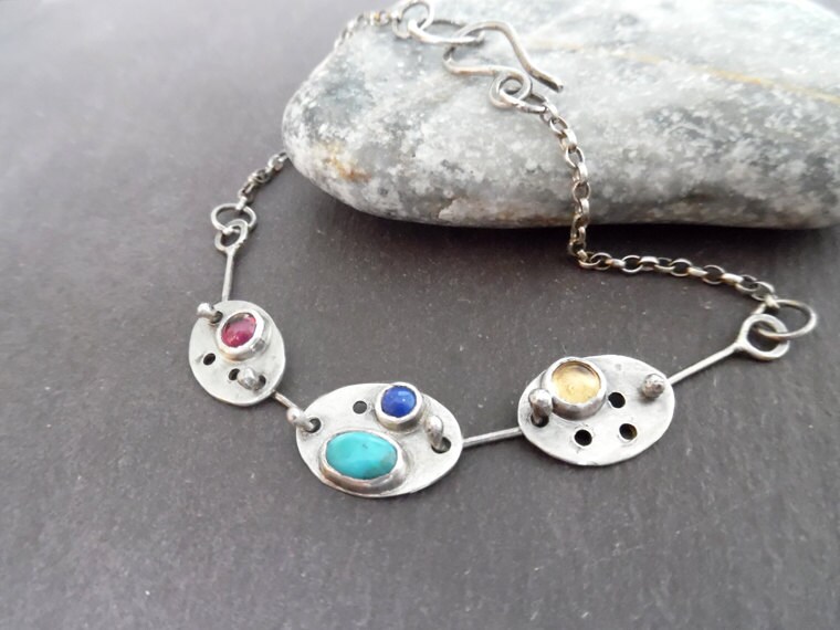 sterling Silber Armband | Edelstein Türkis |Garnet Citrin Lapis Lazuli Handmede Schmuck Geschenk Für Sie sterling Silber Armband | Edelstein Türkis |Garnet Citrin Lapis Lazuli Handmede Schmuck Geschenk Für Sie von crocusjewellery
