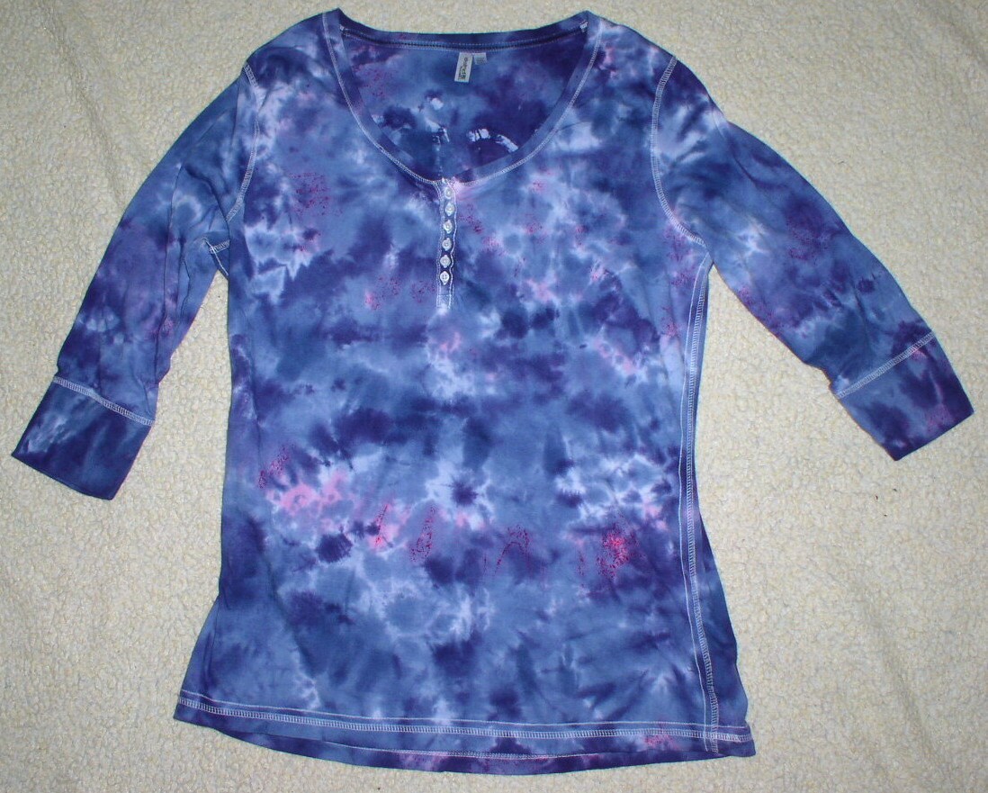 Damen Lila Regen Krawatte Gefärbtes T-Shirt, Pr1 von croquettiedye