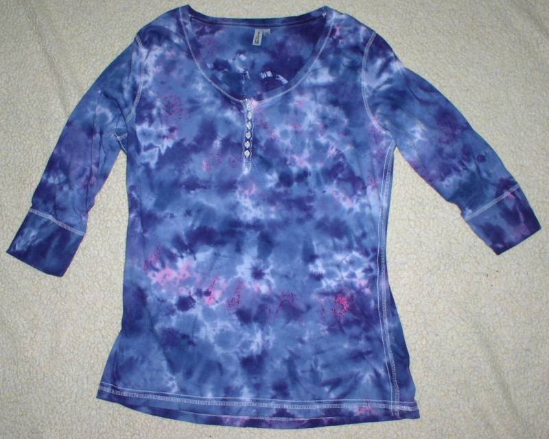 Damen Lila Regen Krawatte Gefärbtes T-Shirt, Pr1 von croquettiedye