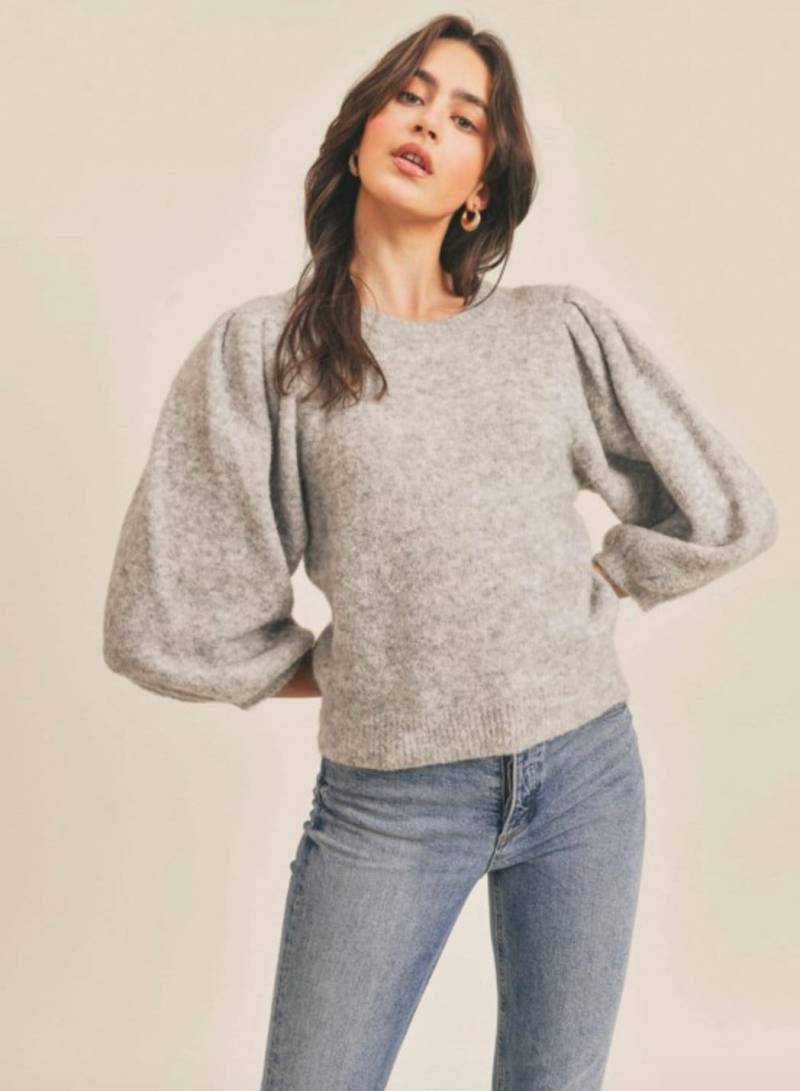 Ballon Ärmel Pullover in Heather Grey von crushlanethreads