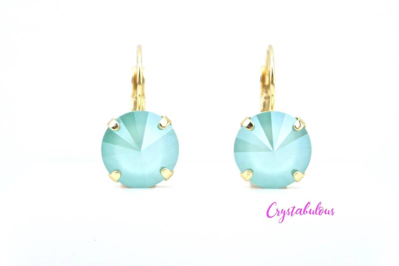 Mintgrüne Swarovski Kristall Ohrringe Rivoli Cut, Brautjungfer Schmuck Mintgrüne Swarovski Kristall Ohrringe Rivoli Cut, Brautjungfer Schmuck von crystabulous