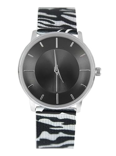 Crystal Blue Damen Armbanduhr schwarz Weiss Edelstahl Milanaise Mesh Armband wasserdicht Animal Print Zebra 2428 von Crystal Blue
