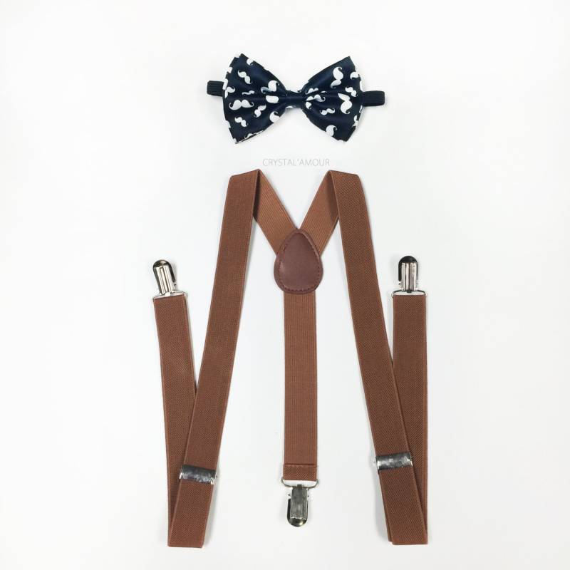 Braune Hosenträger Und Schnurrbart Fliege Im Set Kinder & Erwachsene Braune Hosenträger Und Schnurrbart Fliege Im Set Kinder & Erwachsene von crystalAmour