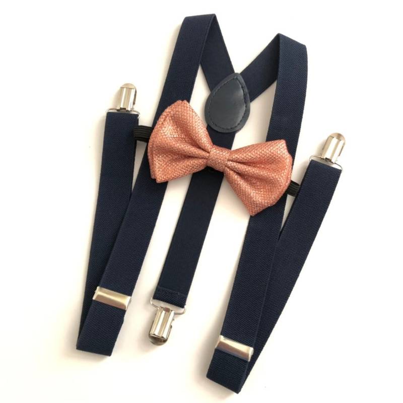 Hosenträger Und Fliege, Weiche Gold Hosenträgern, Navy Blau Rose Gesetzt, Marine Marineblau Hosenträger Und Fliege, Weiche Gold Hosenträgern, Navy Blau Rose Gesetzt, Marine Marineblau von crystalAmour