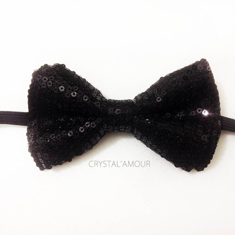 Schwarze Pailletten-Fliege Verstellbare Unisex-Fliege Aus Polyester Schwarze Pailletten-Fliege Verstellbare Unisex-Fliege Aus Polyester von crystalAmour