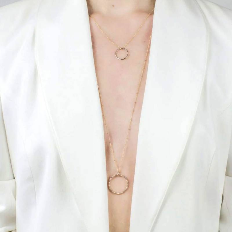 Unendlich Lange Kreis Anhänger Halskette, Gold Geschichtete Brautjungfer Geschenk, Beste Freundin, Mutter, Minimalist, Handgemachter Schmuck Unendlich Lange Kreis Anhänger Halskette, Gold Geschichtete Brautjungfer Geschenk, Beste Freundin, Mutter, Minimalist, Handgemachter Schmuck von crystalstonelondon