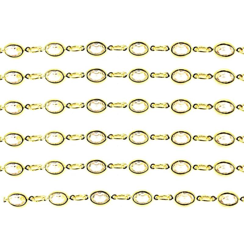 Swarovski Kanalkette Mit 8x6 Ovalen Kanälen in Crystal Silver Und Gold Besetzt. Preis Ist Für 30 cm Länge von crystalsunlimited