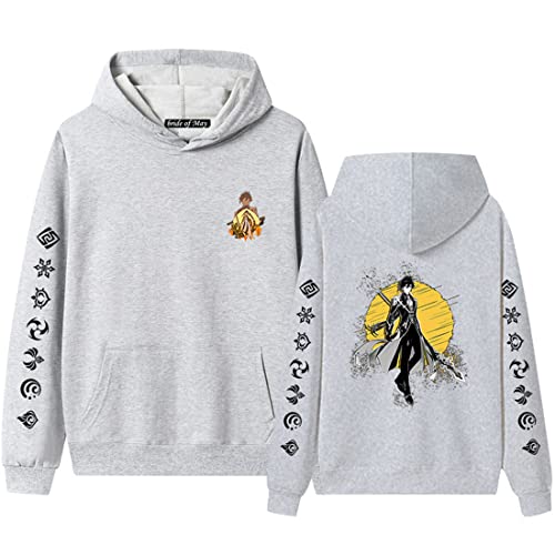 cshsb Genshin Impact Merch Amine Hoodie für Herren Cosplay Zhongli Ningguang Leichtes Kapuze Pullover Sweatshirt,c-1462,A,XXL von cshsb