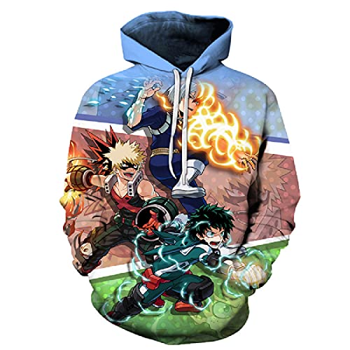 cshsb Herren Damen Kapuzenpullover Sweatshirt Hoodie Print Pulli Tops Jacke Pullovershirt Sweatjacke Outwear Oberteile My Hero Academia Boku no Hero Bakugou Katsuki Shoto Todoroki,Q,L-XL von cshsb