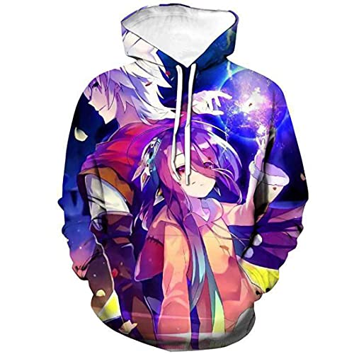 cshsb Herren No Game No Life 3D-Druck Kapuzenpullover Pullover Hoodie Hooded Sweatshirt Japanische Anime Jacke Langarm Cosplay Kostüm,L,S-M von cshsb