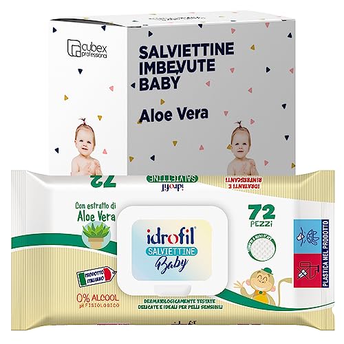 Cubex Professional Baby- und Kindertücher, feuchtigkeitsspendend und erfrischend mit Bienenneststoff, dermatologisch getestet, schonend und ideal für empfindliche Haut, 0% Alkohol (Aloe Vera, 48) von cubex professional