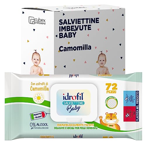 Cubex Professional Baby- und Kindertücher, feuchtigkeitsspendend und erfrischend mit Bienenneststoff, dermatologisch getestet, schonend und ideal für empfindliche Haut, 0% Alkohol (Kamille, 48) von cubex professional