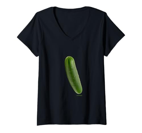 Damen Gurke vegan Fan T-Shirt mit V-Ausschnitt Damen Gurke vegan Fan T-Shirt mit V-Ausschnitt von cucumber fan vegetable