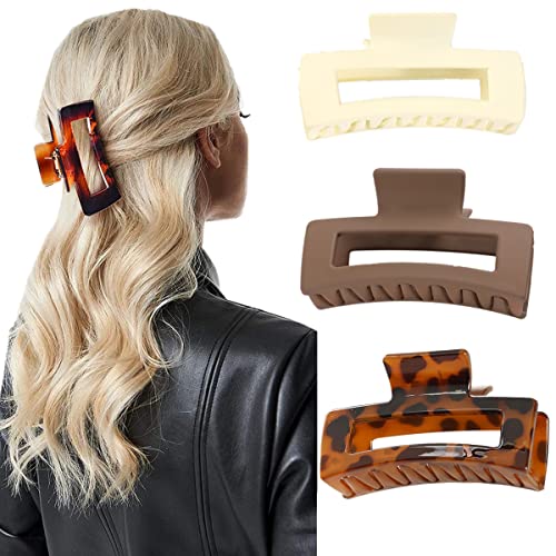 3Stück Große Haarklammer, 8cm Haarspangen für dickes Haar Rutschfestes Haar Jaw Clips Haarstyling-Zubehör für Frauen Mädchen Muttertagsgeschenke von cuhair