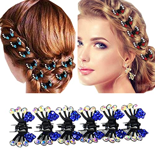 6 kleine Mini-Haarspangen für Frauen, Hochzeit, Party, Mädchen, Haarnadeln, Zubehör, Prinzessinnen-Party (blau) von cuhair