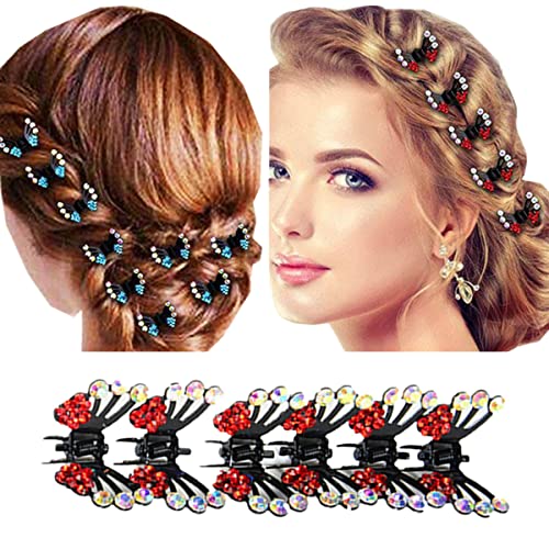 6 kleine Mini-Haarspangen für Frauen, Hochzeit, Party, Mädchen, Haarnadeln, Zubehör, Prinzessinnen-Party (rot) von cuhair