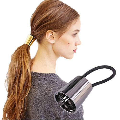 Cuhair 1 stück Frauen Mädchen Legierung Gold Rose Metall Glatte Pferdeschwanz Halter Clip Haargummi Haarschmuck Für Damen (schwarz) von cuhair