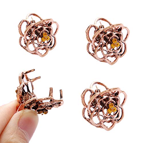 Cuhair 3 stücke Starker Griff, Konstante Zähne, Kein verblassen Vintage Rose Mini Kleine Metall Haargreifer Clips Klemmen Mädchen Damen Frauen Mini Haargreifer (3pcs) von cuhair