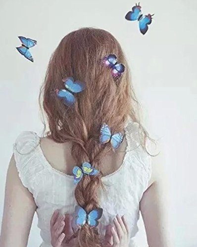 Cuhair(TM), blaue Schmetterlings-Haarspange für Damen und Mädchen, Hochzeit, Dinner-Party, Haar-Clip, Spange, Accessoire, 8 Stück von cuhair