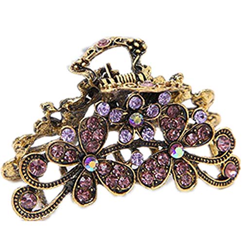 cuhair 1 Stück DIY handgemachte Strass Haarschmuck Blatt Blume Vintage Frauen Mädchen Haarklammer Haarspange Haarschmuck (lila) von cuhair