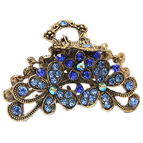 cuhair 1 Stück DIY handgemachte Strass Haarschmuck Blatt Blume Vintage Frauen Mädchen Haarklammer Haarspange Haarschmuck (blau) von cuhair