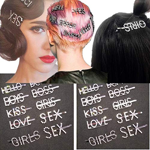 cuhair 1 Stück Handgemachte Kristall Strass Buchstaben Design für Frauen Mädchen Haarspange Haarspange Haarschmuck Männer Jungen (Herzform) von cuhair