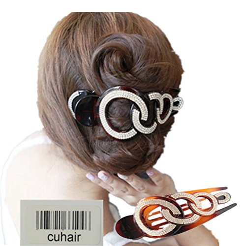 cuhair 1pc Haarklammer für Damen und Herren, mit Strass besetzt, Braun von cuhair