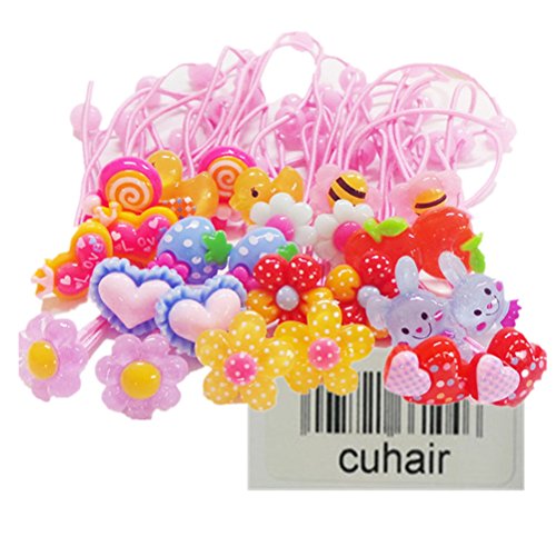 cuhair Haargummi, Blume, Cartoon, elastisch, für Kinder, Mädchen, Rot, 20 Stück von cuhair