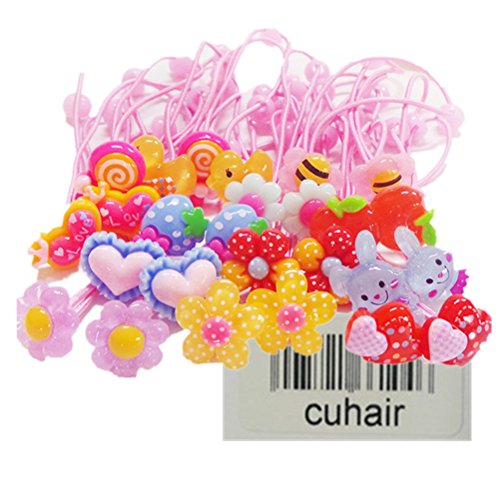 cuhair 20 Stück Mix Cute Flower Cartoon Elastic Hair Tie Pferdeschwanz Holder Hair Accessories For Kids Baby Girl (mix hair tie) von cuhair