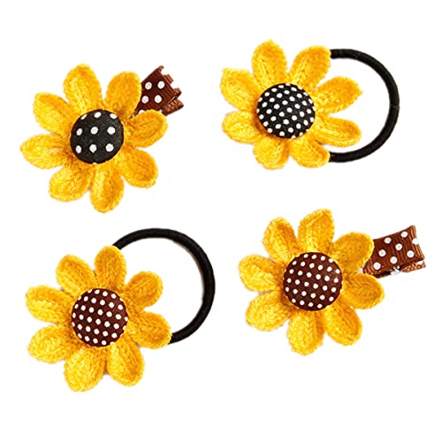 cuhair 4 Stück gewebte Sonnenblumen-Haarspangen Haargummi Accessoires für Frauen und Mädchen von cuhair