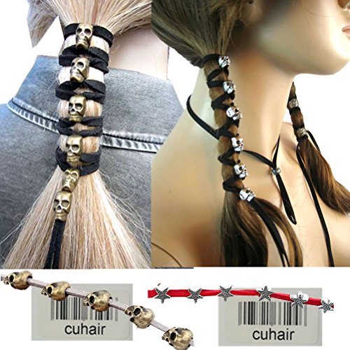 cuhair 4 piecestop Elastic lang Skull Stern Design für Damen Haar Band Pferdeschwanz Pferdeschwanz Haar Band Haar Seil Haar Gummi Haarschmuck von cuhair