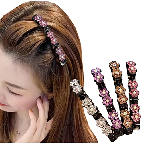 cuhair Haarspange für Damen, Mädchen, Pony, feine Haarspange, mit Kristallblumen, 4 Stück von cuhair