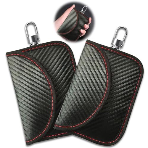 cuhostki Keyless Go Schutz Autoschlüssel schlüsseletui, 2 Stück Genuine Leather Signal Blocker Bag, Car Key Protection, Keyless Faraday Bag, Anti-hacking Hülle cuhostki Keyless Go Schutz Autoschlüssel schlüsseletui, 2 Stück Genuine Leather Signal Blocker Bag, Car Key Protection, Keyless Faraday Bag, Anti-hacking Hülle von cuhostki
