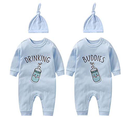 Baby Twins Bodys Twin Drink Buddies Lustiges Baby Outfit Niedlich Baby Einteiler Strampler mit Hut Set von culbutomind