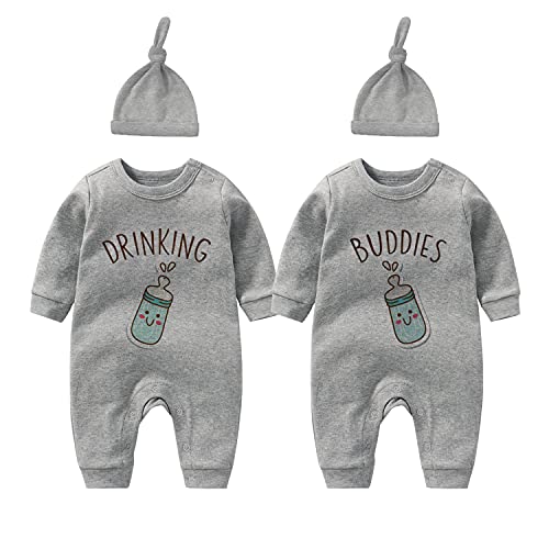 Baby Twins Bodys Twin Drink Buddies Lustiges Baby Outfit Niedlich Baby Einteiler Strampler mit Hut Set von culbutomind