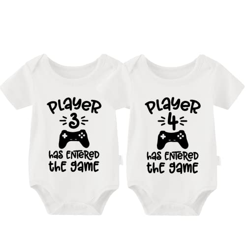 culbutomind Baby Zwillinge Strampler Body Junge Mädchen Spieler Hat Das Spiel Betreten Fun Baby Geschenke Geburt Lustig Babykleidung(Weiß 6m) von culbutomind