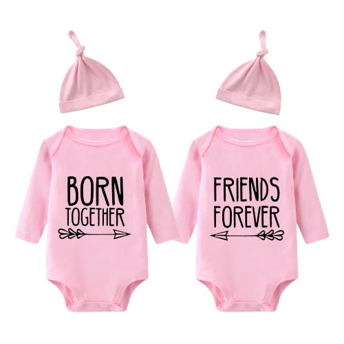 culbutomind Baby Twins Bodysuit Best Friends Forever Baby Twin Set Friends Funny Matching Twins Outfits, rosa bf lang, 6-9 Monate von culbutomind