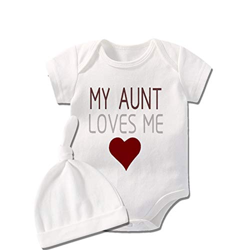 culbutomind Baby Strampler mit Aufschrift "My Aunt Loves Me", personalisierbar, Herzform, für Zwillinge Gr. 6-9 Monate, White Aunt Loves Me von culbutomind