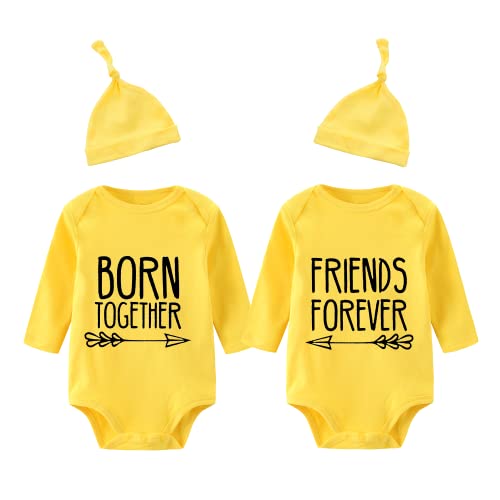 culbutomind Baby-Body für Zwillinge, Best Friends Forever, Doppel-Set, lustig, passende Zwillings-Outfits, Gelb Bf Long, 0-3 Monate von culbutomind