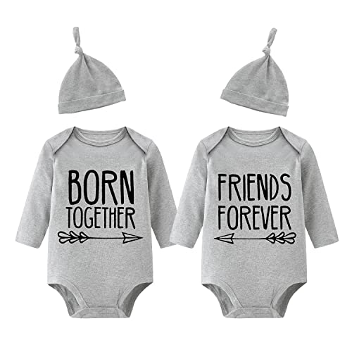 culbutomind Baby Twins Bodysuit Best Friends Forever Baby Twin Set Friends Funny Matching Twins Outfits, grau bf lang, 6-9 Monate von culbutomind