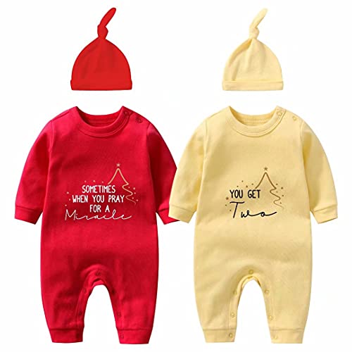 culbutomind Baby Twins Body Sometimes Triplets Unisex Säugling Neugeborenes Baby Outfit, Gelb Rot, 6-9 Monate von culbutomind