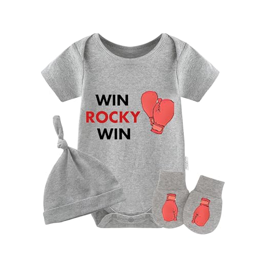 culbutomind Baby-Zwillings-Body, Boxhandschuhe, Win Rocky Baby-Outfit, lustiger Baby-Strampler für Mädchen, grau, 3-6 Months von culbutomind