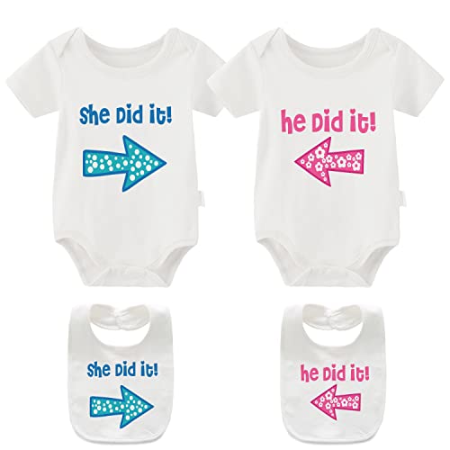 culbutomind Baby Twins Bodysuits Sie Er hat es getan Baby Kleidung Neugeborenes Mädchen Kleidung Zwillinge 2 Sätze Baby Geschenk（WhiteBP 12M） von culbutomind