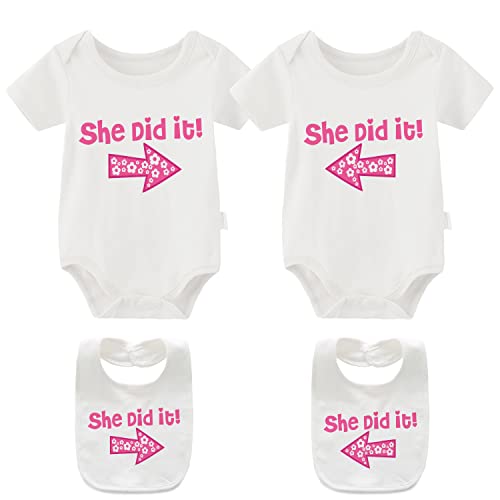 culbutomind Baby Twins Bodysuits Sie Er hat es getan Baby Kleidung Neugeborenes Mädchen Kleidung Zwillinge 2 Sätze Baby Geschenk（WhiteP 12M） von culbutomind