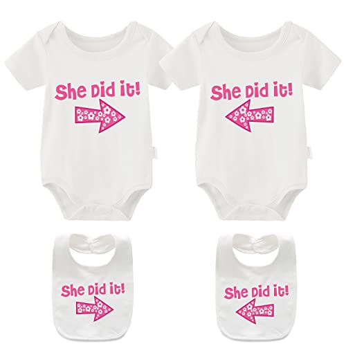 culbutomind Baby Twins Bodysuits Sie Er hat es getan Baby Kleidung Neugeborenes Mädchen Kleidung Zwillinge 2 Sätze Baby Geschenk（WhiteP 3M） von culbutomind