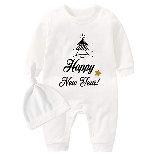 culbutomind Baby Zwillinge Baby Bodys Baby Kleidung Kleinkind Happy New Year Christmas Langarm Baby Mädchen Kleidung Gr. 80, Schwarzer Baum von culbutomind